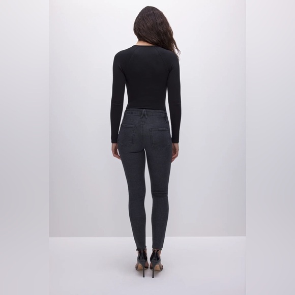 NWT Good American Good Leg Skinny Always Fits size 14-18 Charcoal Black Denim - Picture 9 of 10